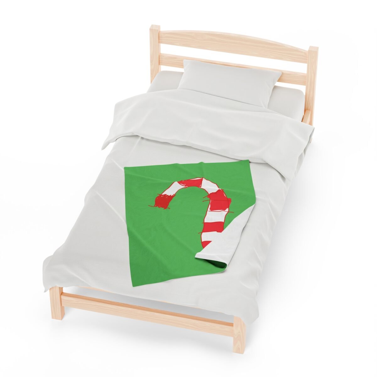 Green Christmas Blanket with Hand-Drawn Candy Cane by Emily – Cozy Holiday Throw for Festive Cheer - Image 13