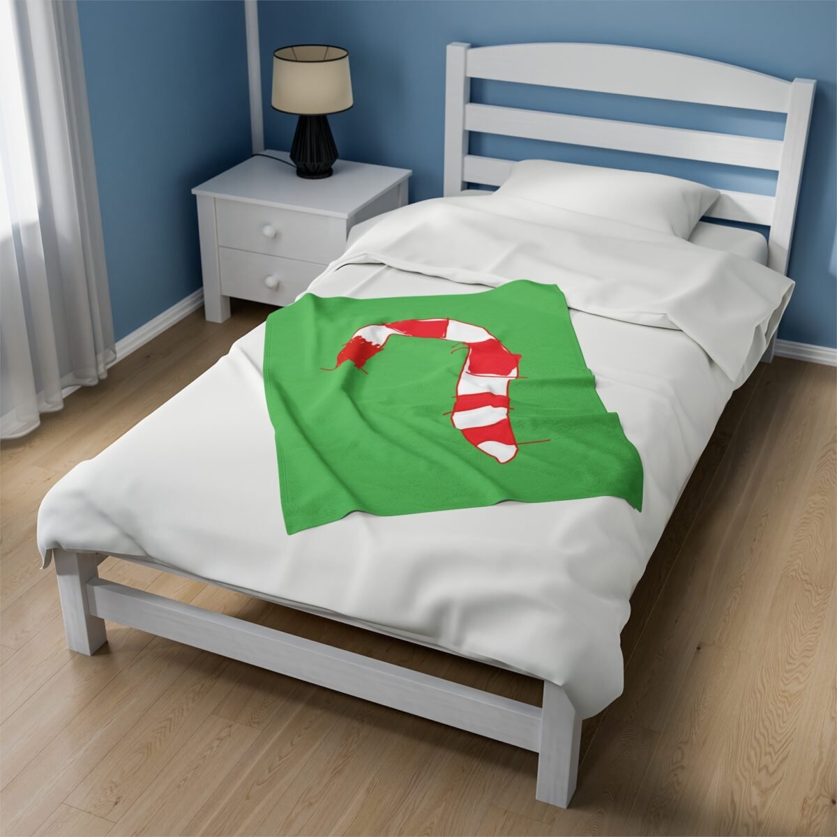 Green Christmas Blanket with Hand-Drawn Candy Cane by Emily – Cozy Holiday Throw for Festive Cheer - Image 9