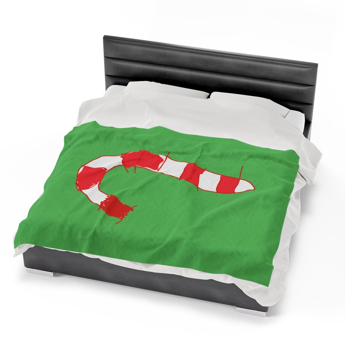 Green Christmas Blanket with Hand-Drawn Candy Cane by Emily – Cozy Holiday Throw for Festive Cheer - Image 6