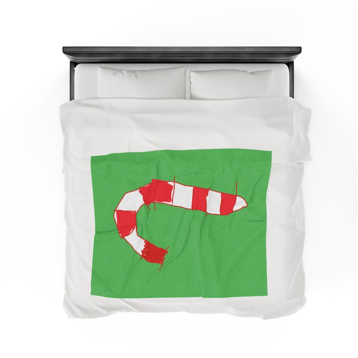 Green Christmas Blanket with Hand-Drawn Candy Cane by Emily – Cozy Holiday Throw for Festive Cheer - Image 24