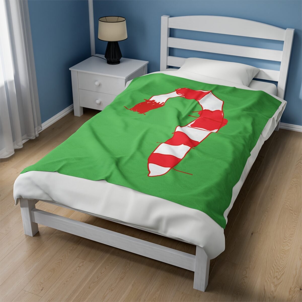 Green Christmas Blanket with Hand-Drawn Candy Cane by Emily – Cozy Holiday Throw for Festive Cheer - Image 17