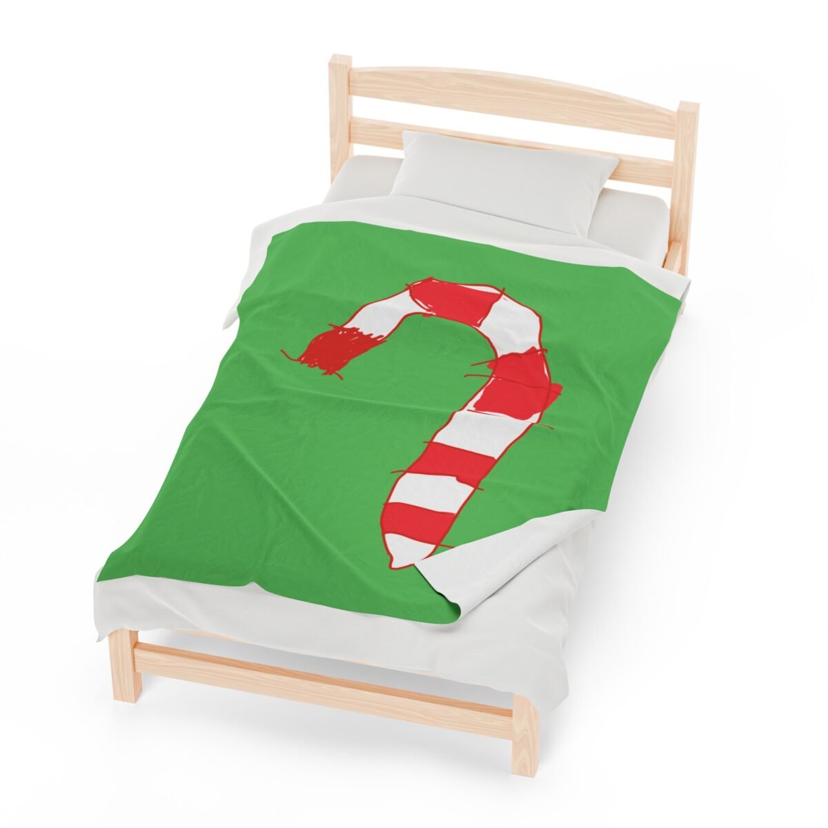 Green Christmas Blanket with Hand-Drawn Candy Cane by Emily – Cozy Holiday Throw for Festive Cheer - Image 21