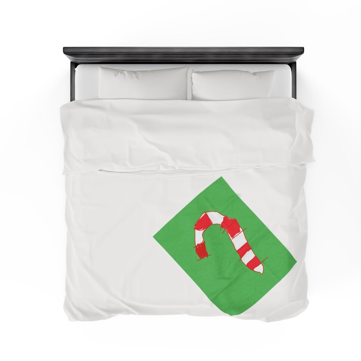 Green Christmas Blanket with Hand-Drawn Candy Cane by Emily – Cozy Holiday Throw for Festive Cheer - Image 16