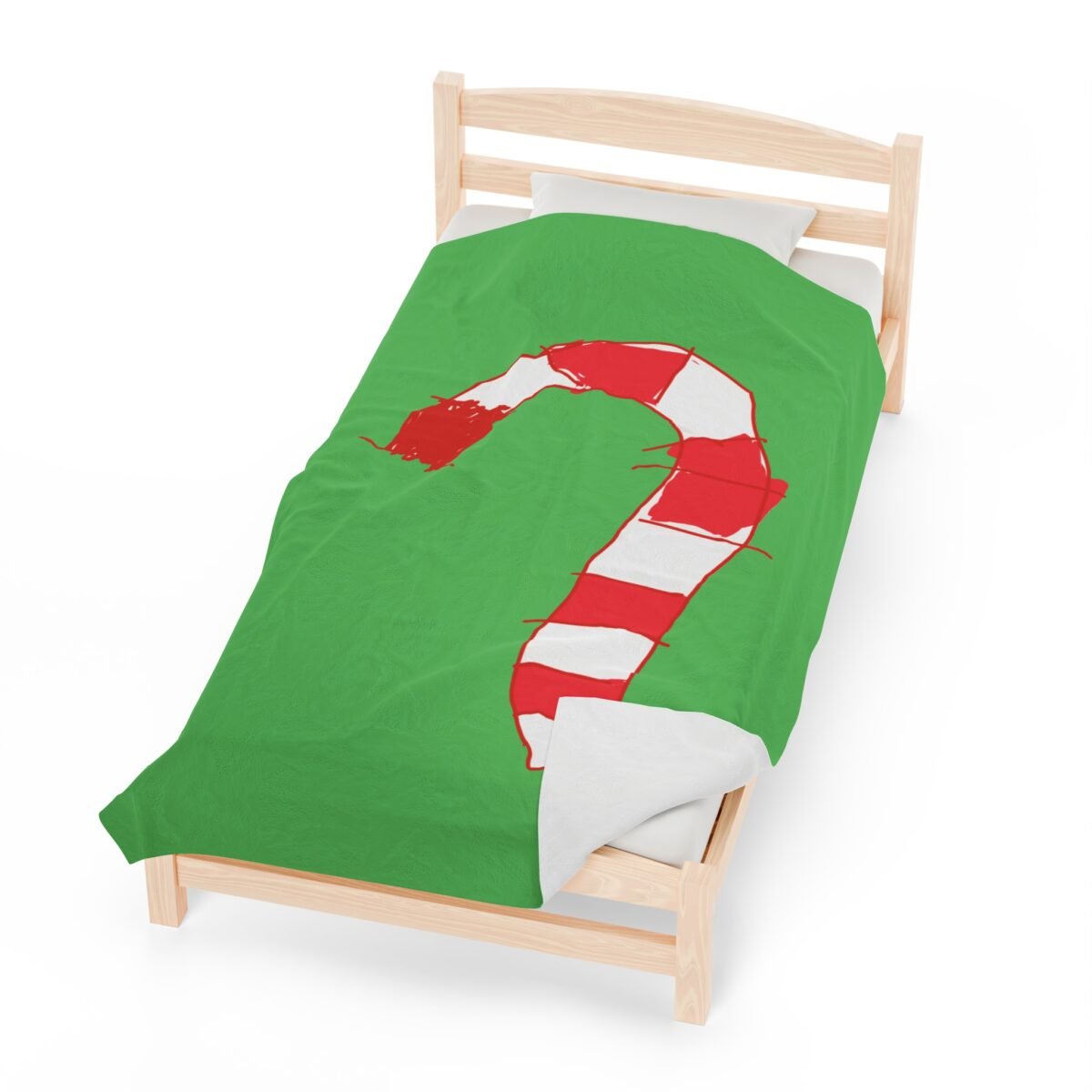 Green Christmas Blanket with Hand-Drawn Candy Cane by Emily – Cozy Holiday Throw for Festive Cheer - Image 5