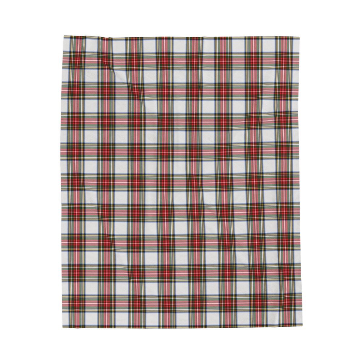 White Dress Stewart Tartan Holiday Blanket, Scottish Christmas Throw, Red and Green Plaid Decor for the Holidays - Image 2