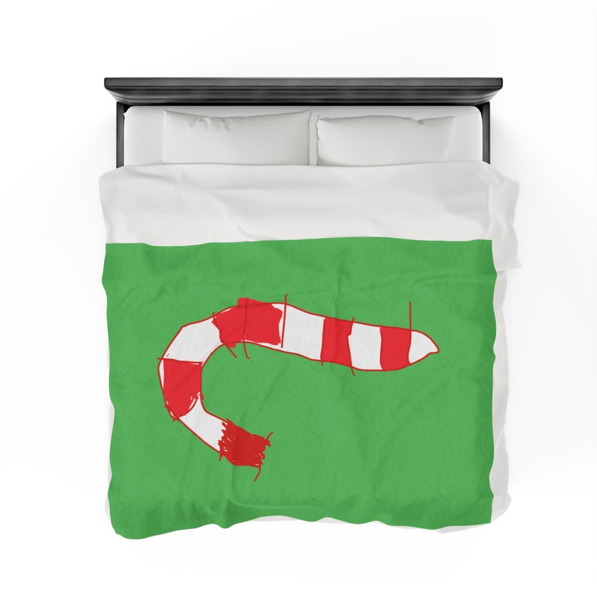 Green Christmas Blanket with Hand-Drawn Candy Cane by Emily – Cozy Holiday Throw for Festive Cheer - Image 8