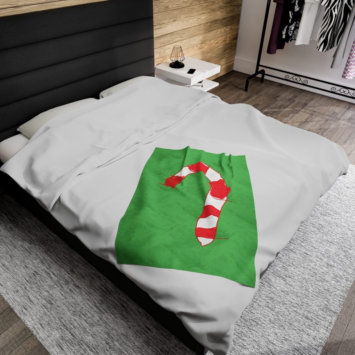 Green Christmas Blanket with Hand-Drawn Candy Cane by Emily – Cozy Holiday Throw for Festive Cheer - Image 12