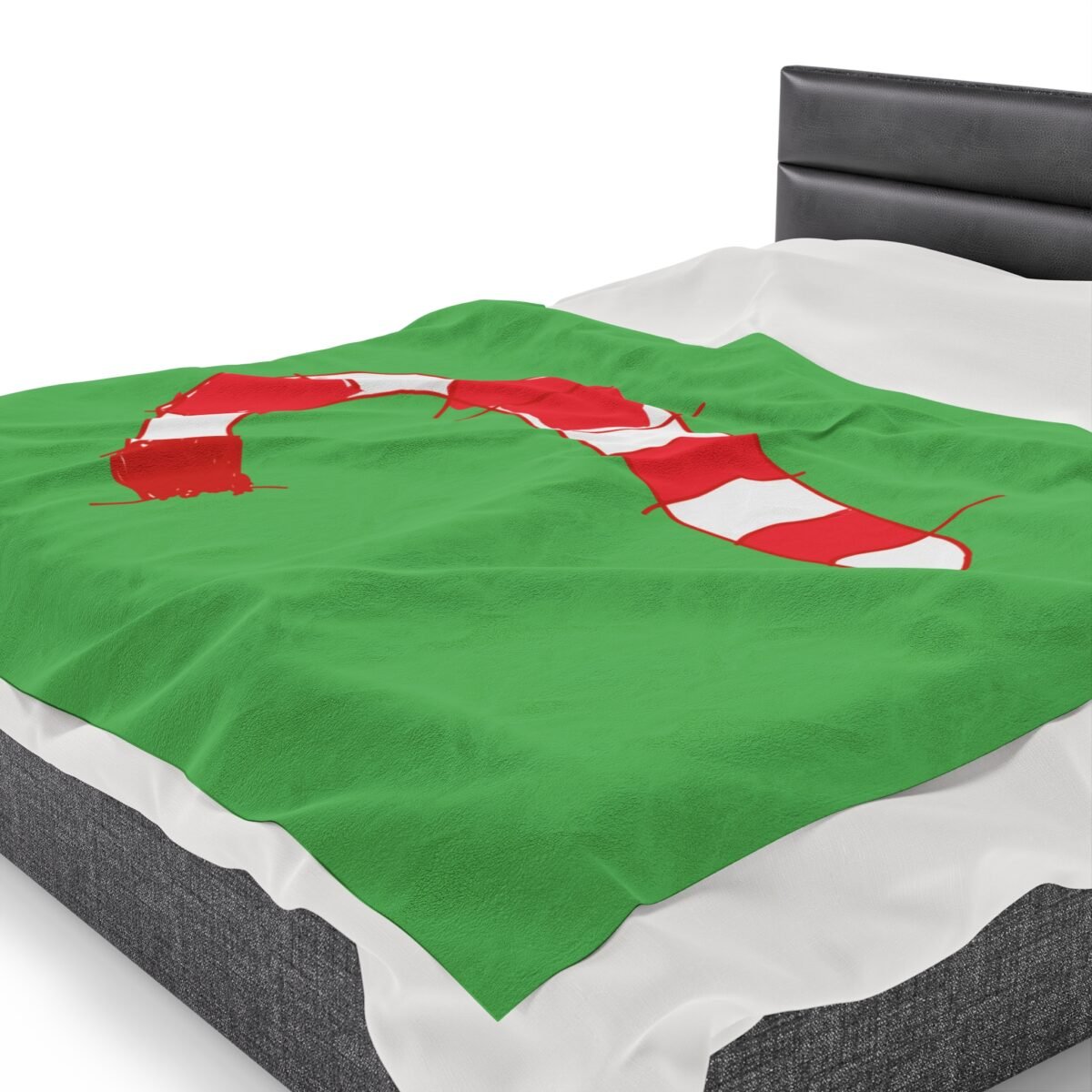 Green Christmas Blanket with Hand-Drawn Candy Cane by Emily – Cozy Holiday Throw for Festive Cheer - Image 7