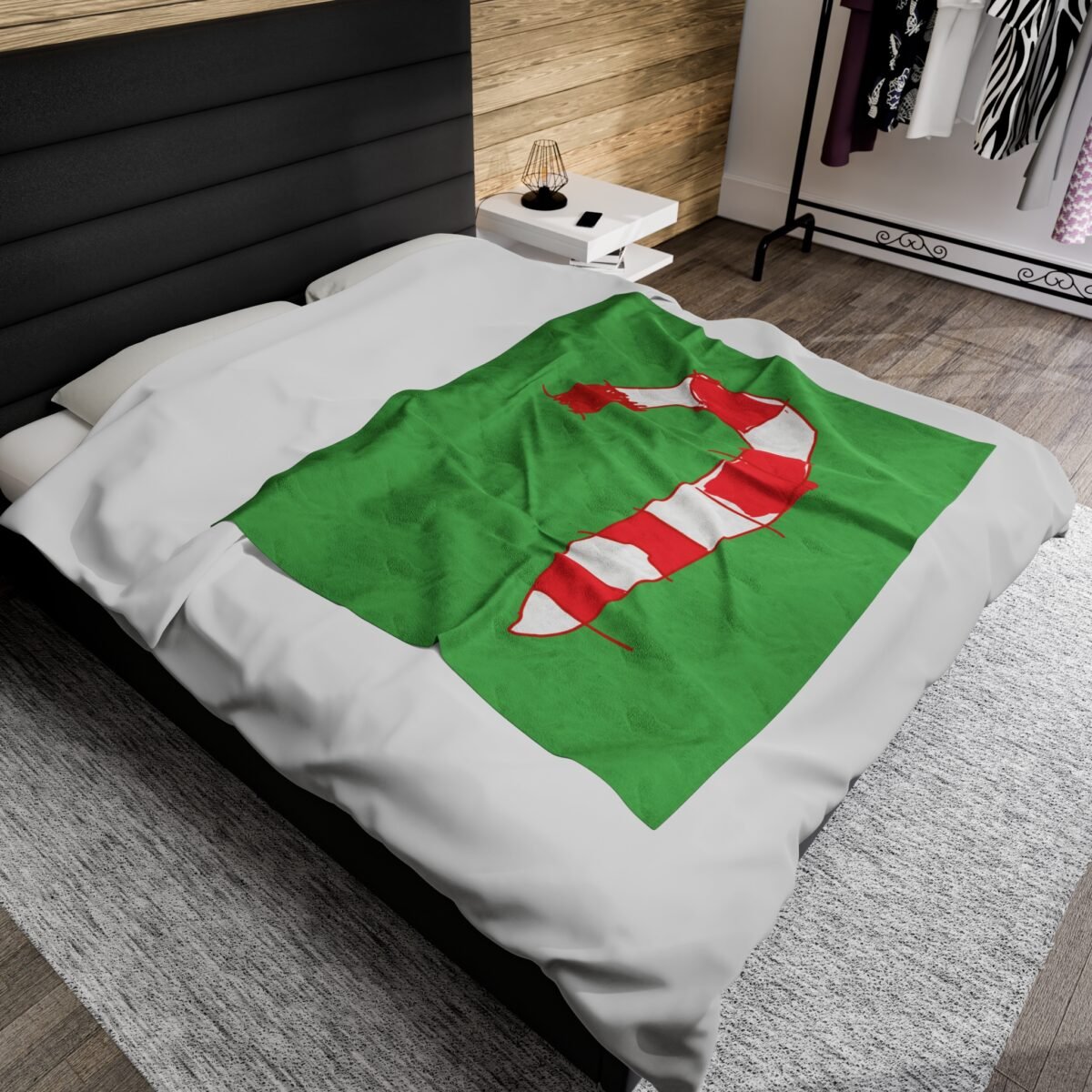 Green Christmas Blanket with Hand-Drawn Candy Cane by Emily – Cozy Holiday Throw for Festive Cheer - Image 20