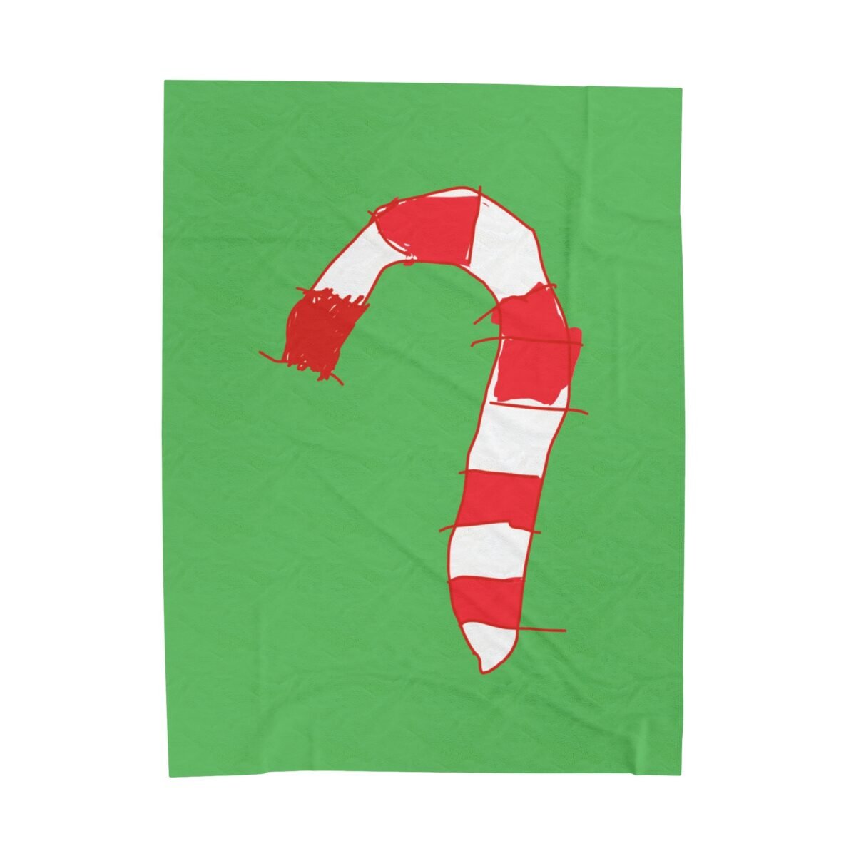 Green Christmas Blanket with Hand-Drawn Candy Cane by Emily – Cozy Holiday Throw for Festive Cheer - Image 2